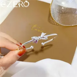 Fashion 925 Sterling silver Cute romantic bow Bangles for women noble bracelets trend party wedding designer jewelry charm gifts