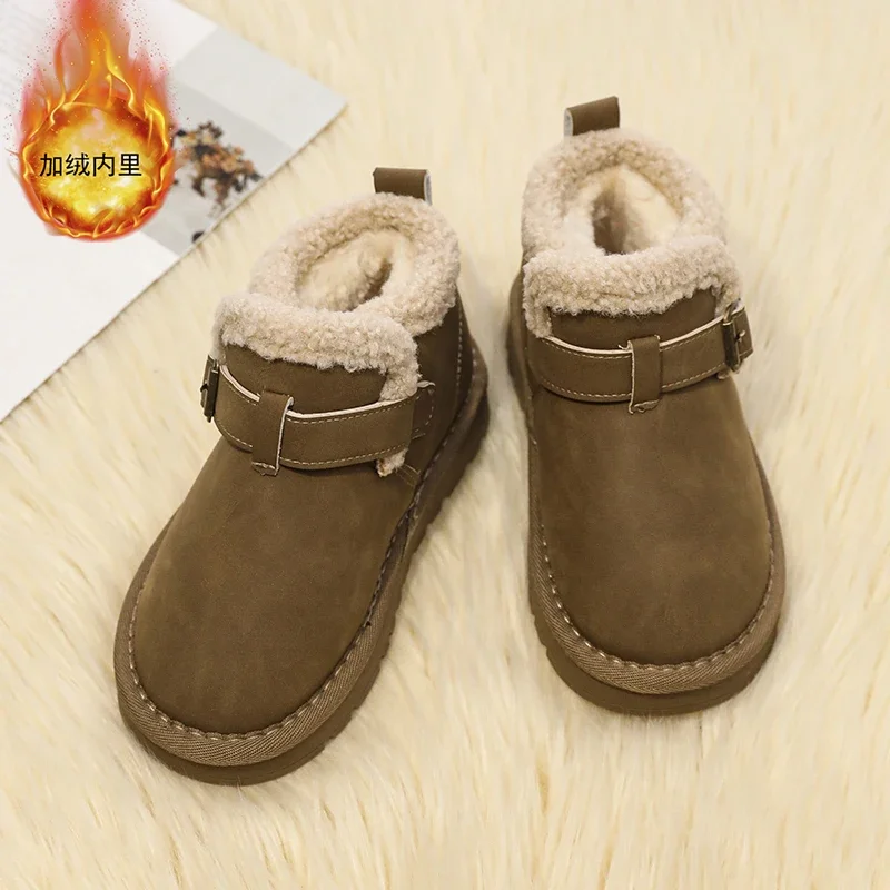 Winter Nette kinder Schnee Stiefel Jungen Mädchen Mode Anti-slip Warme Baumwolle Schuhe Im Freien Wasserdichte Schnalle Tragen-beständig stiefel