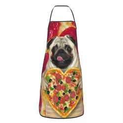 Unisex Funny Pug Love Pizza Kitchen Chef Cooking Baking Apron Men Women Animal Tablier Cuisine for Gardening