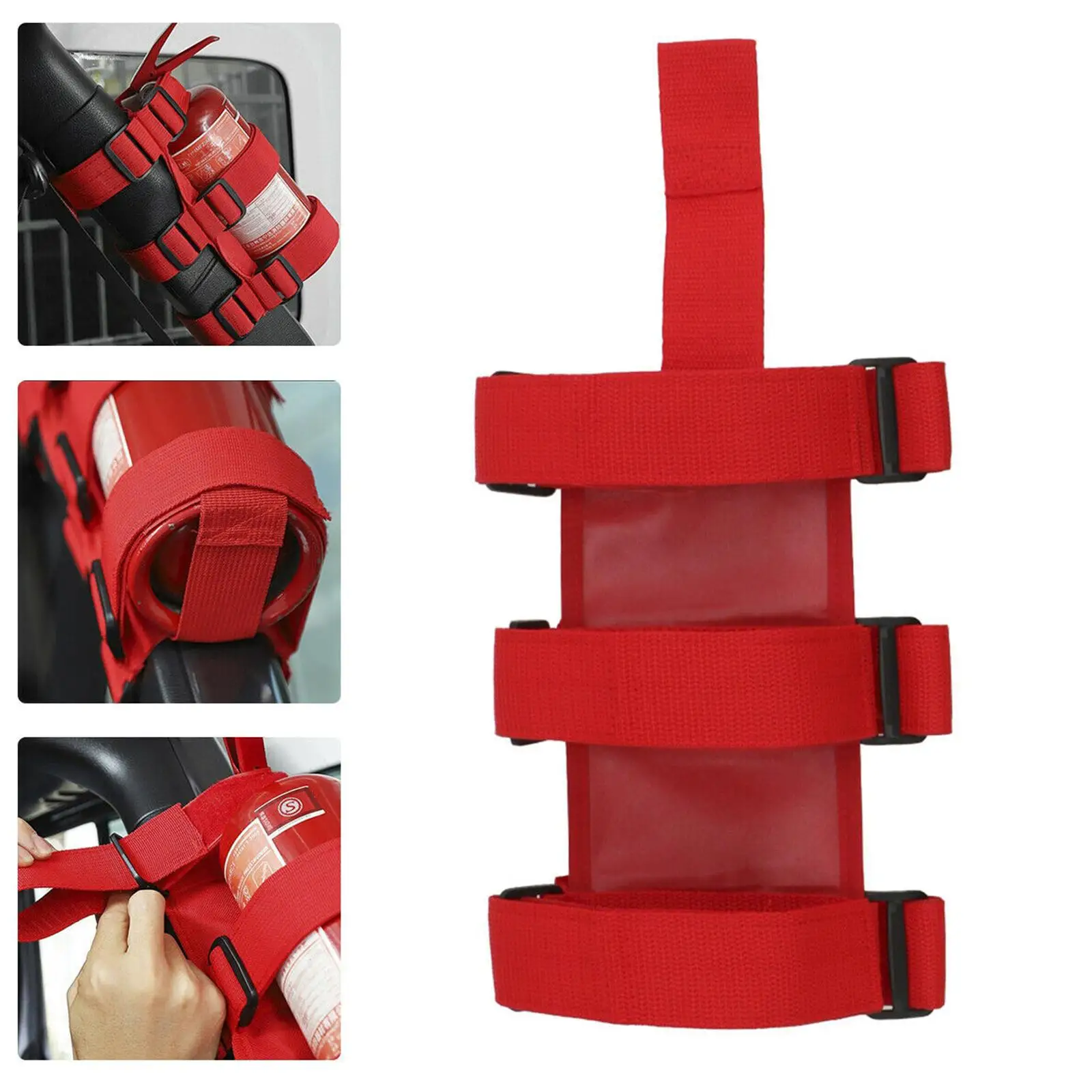 Roll Bar Fire Extinguisher Holder, Hold 2.5-3lb, Adjustable Strap Bracket Mount