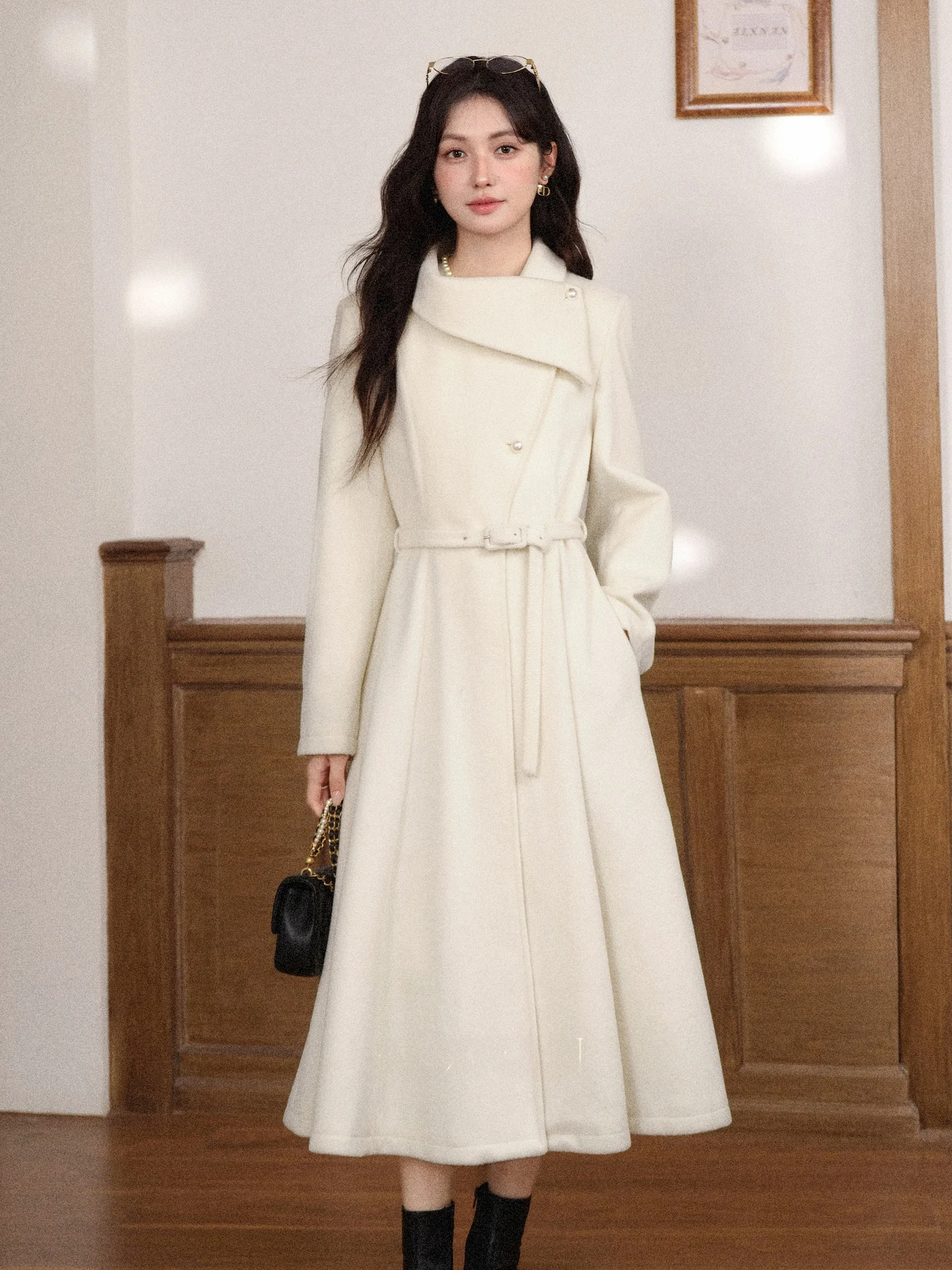 

Длинное шерстяное пальто Ele для женщин, цвета тауни, для повседневной носки, модное, эксклюзивно онлайн, китайская продукция