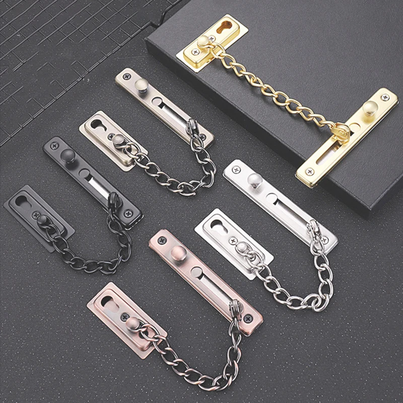 2PCS Stainless Steel Anti-theft Door Chain Security Chain Door Lock Chain Anti-theft Buckle Chain No Punching Installation