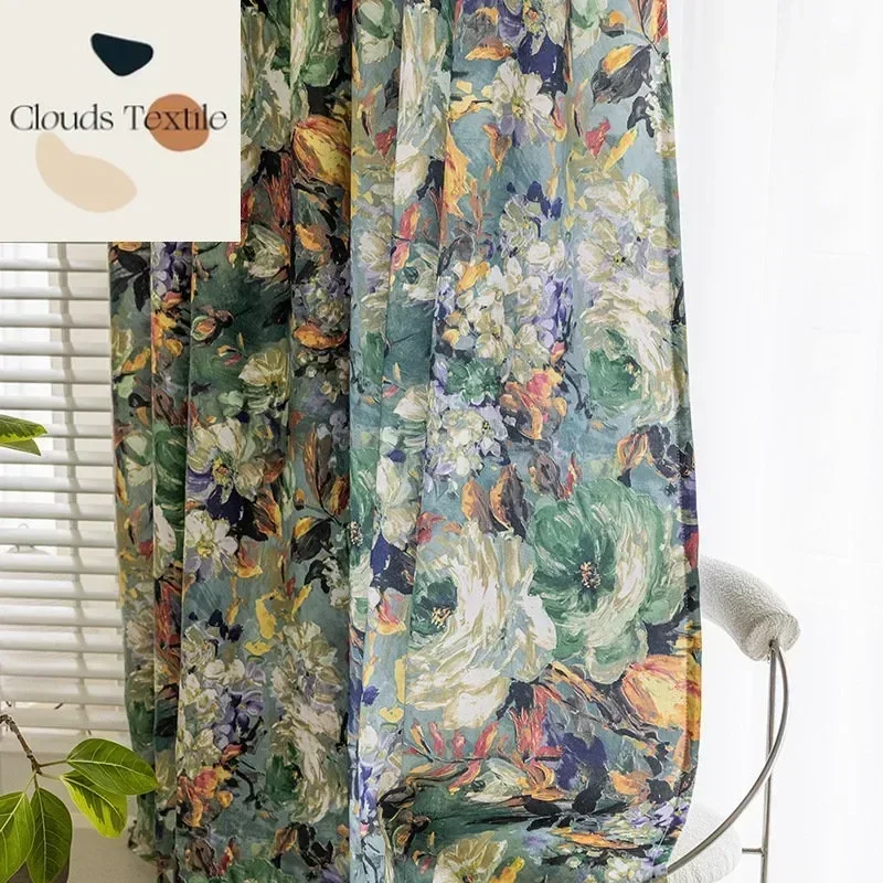 Modern Oil Painting Printing Curtains for Living Dining Room Bedroom American Style Pastoral Door Window Curtain Customize