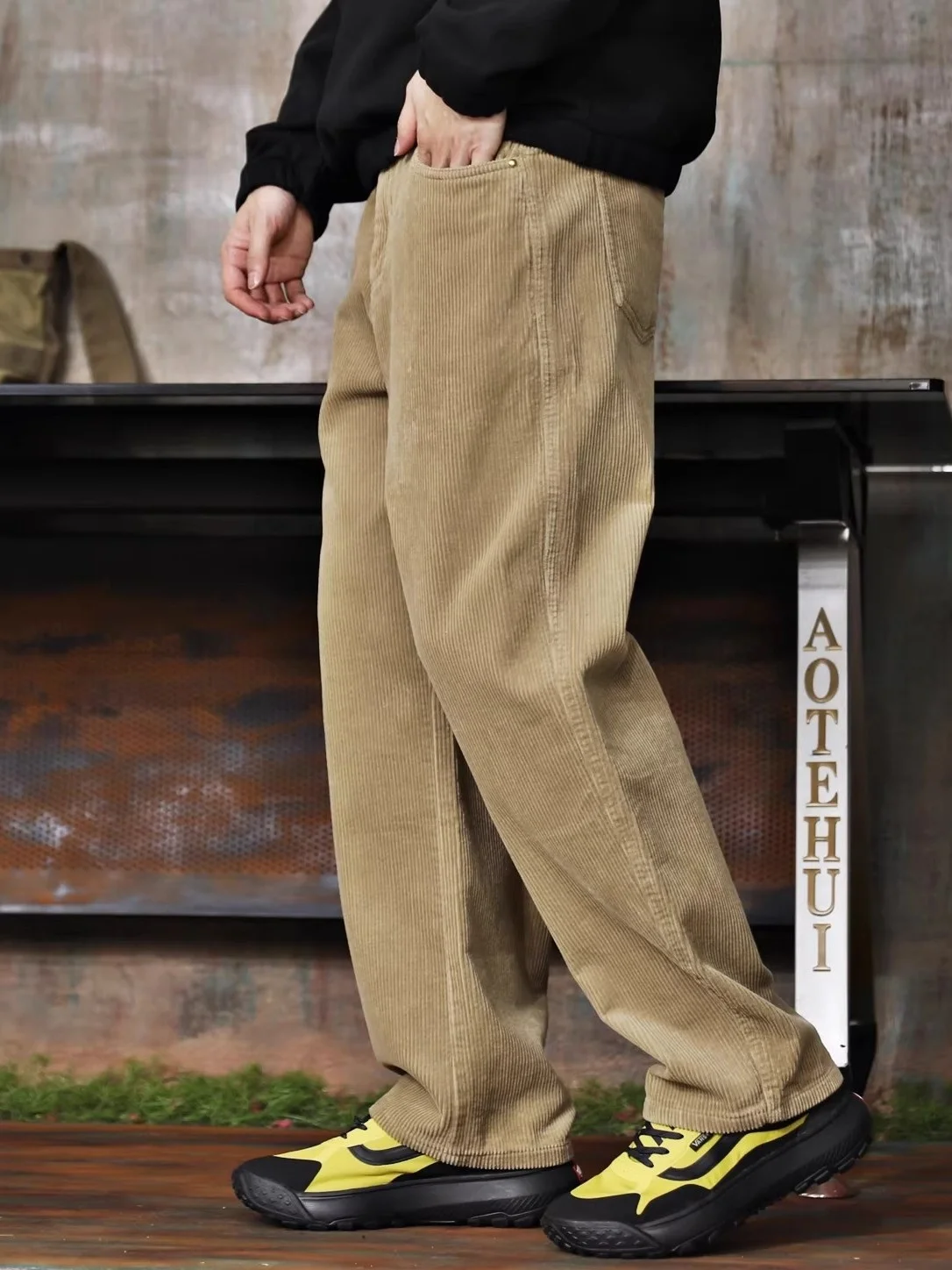 

Мужские повседневные брюки из хлопкового вельвета, осенне-зимние, широкие, свободного кроя, прямые, удобные, теплые, модные