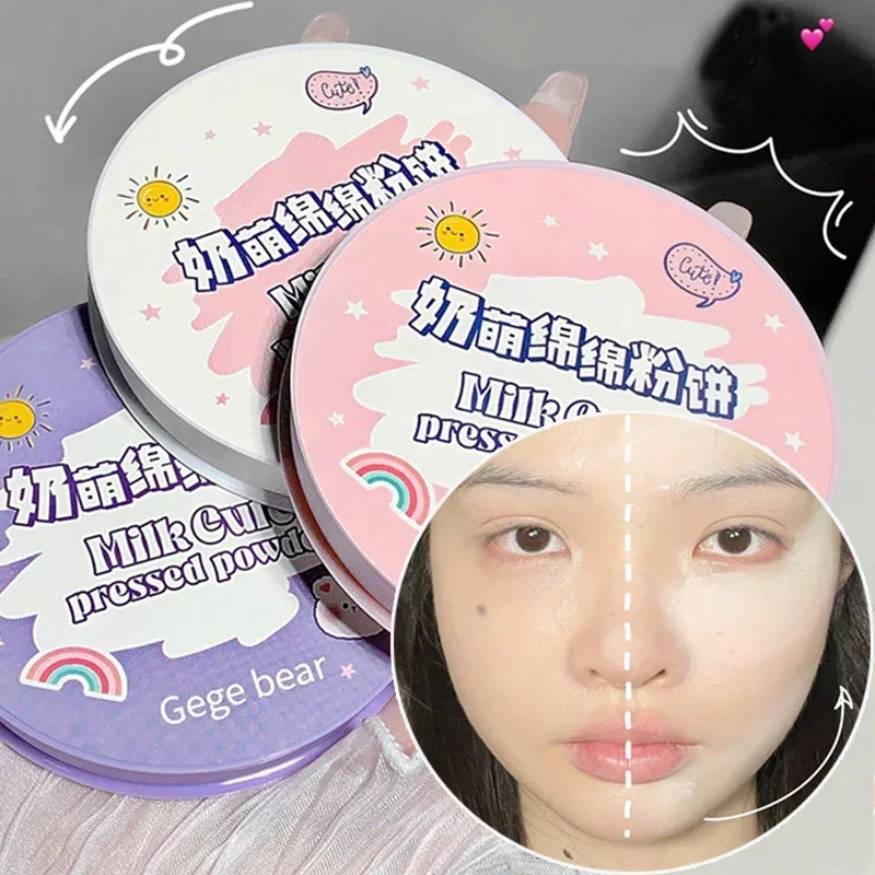 3 Color Matte Powder Cake Anti-sweat High Coverage Lightweight Non-cakey Pressed Powder Invisible Pores Lasting Soft Face Makeup