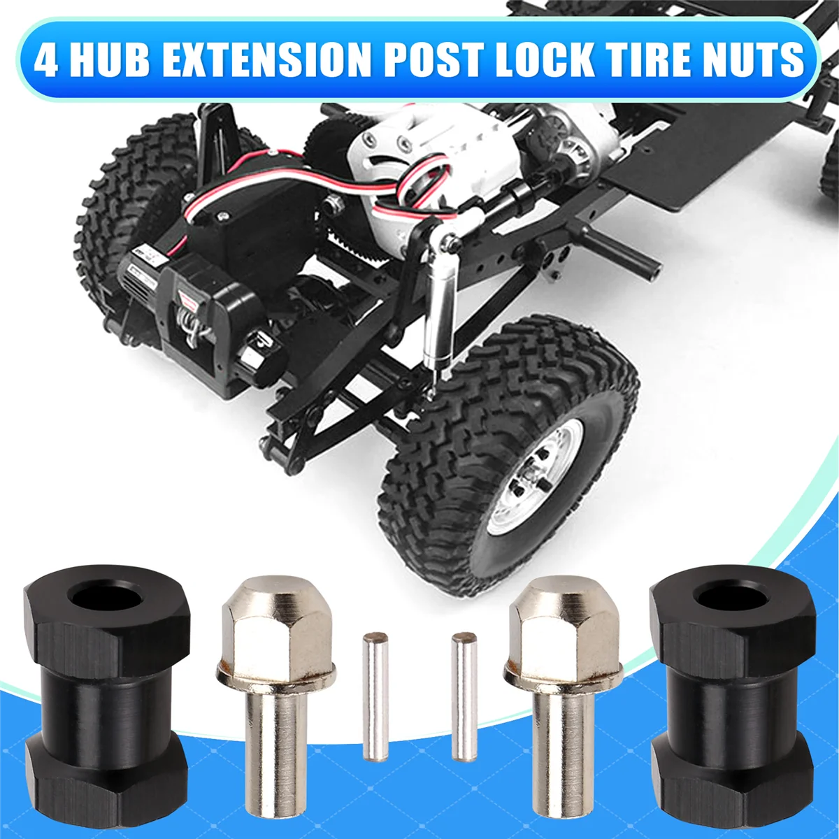 A15M 4 szt. Adaptery piasty koła sześciokątne 12mm z przedłużką 17mm, łącznik do samochodów RC 1/10 Crawler SCX10 D90, czarny