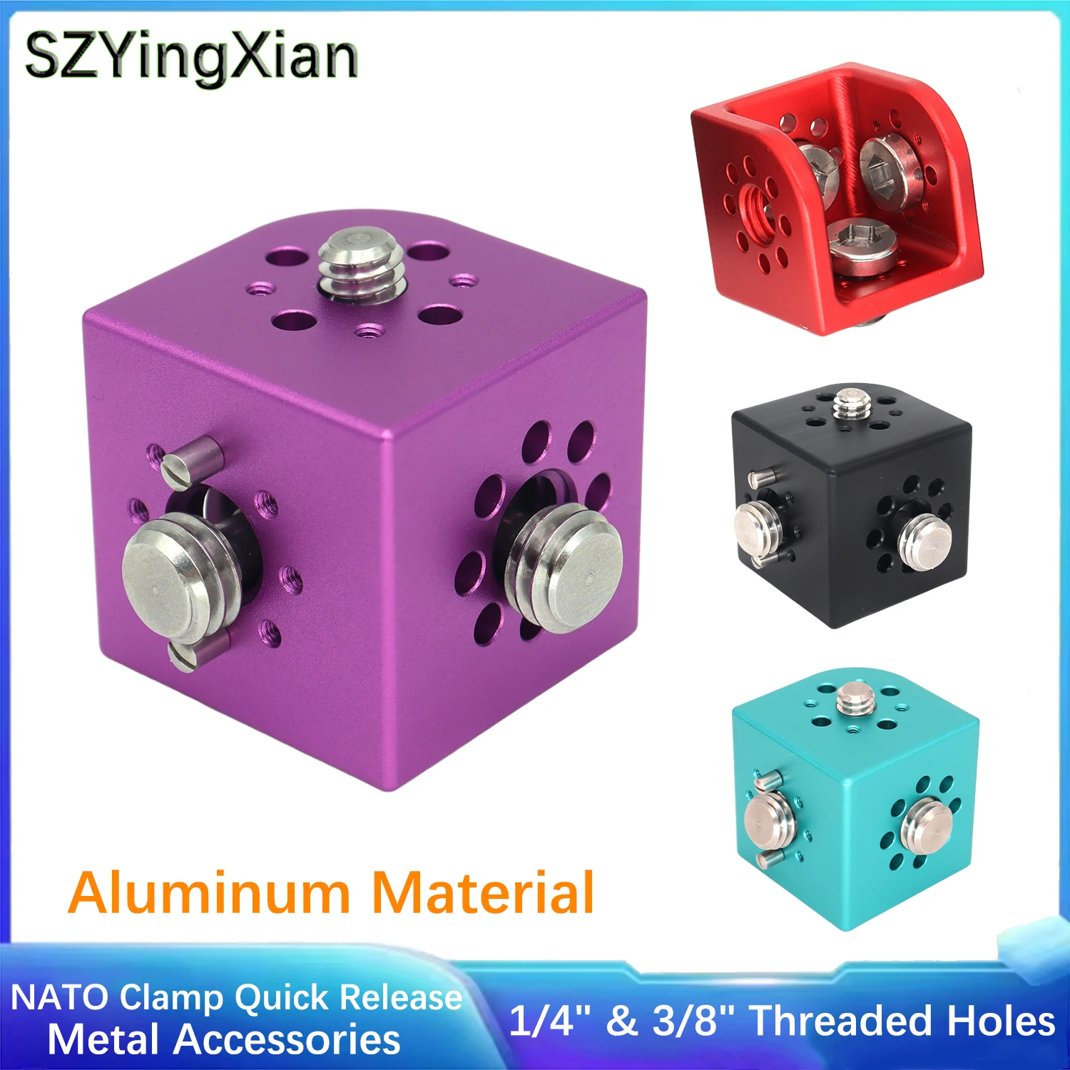 3/8-16 Screw 3-Side ARRI Locating Pin Cube Block Multi‑Hole Expansion Mount Adapter for Camera Monitor Wireless  Transmitter