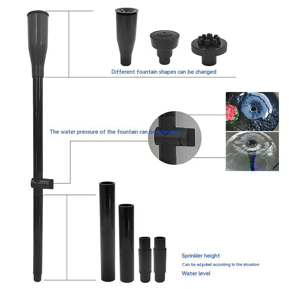 9 stücke Brunnen Pumpe Düse Set Multifunktions-Kunststoff Wasserfall Garten Sprüh köpfe für Pool Teich Bad Tauch pumpe