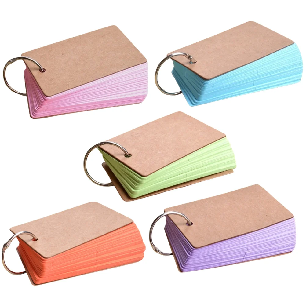 5 Books Notebook Fashionable Notepad Revision Cards Ring Household Index with Paper Memo