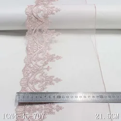 1 Yard 21cm wide Gray Polyester Soft Mesh Embroidery Lace Trimmings Dress Accessories Lace Fabric Sewing Crafts Doll Material