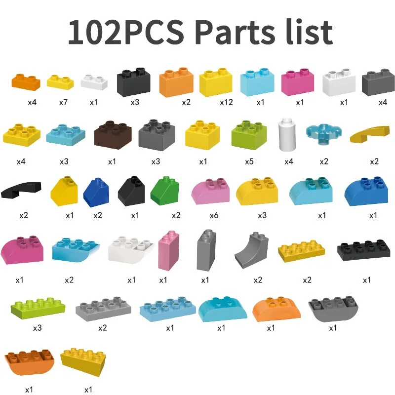 Enfants 102 pièces grandes particules brique Animal coloré en vrac briques plaques de base bricolage blocs de construction bloc jouets pour enfants cadeau