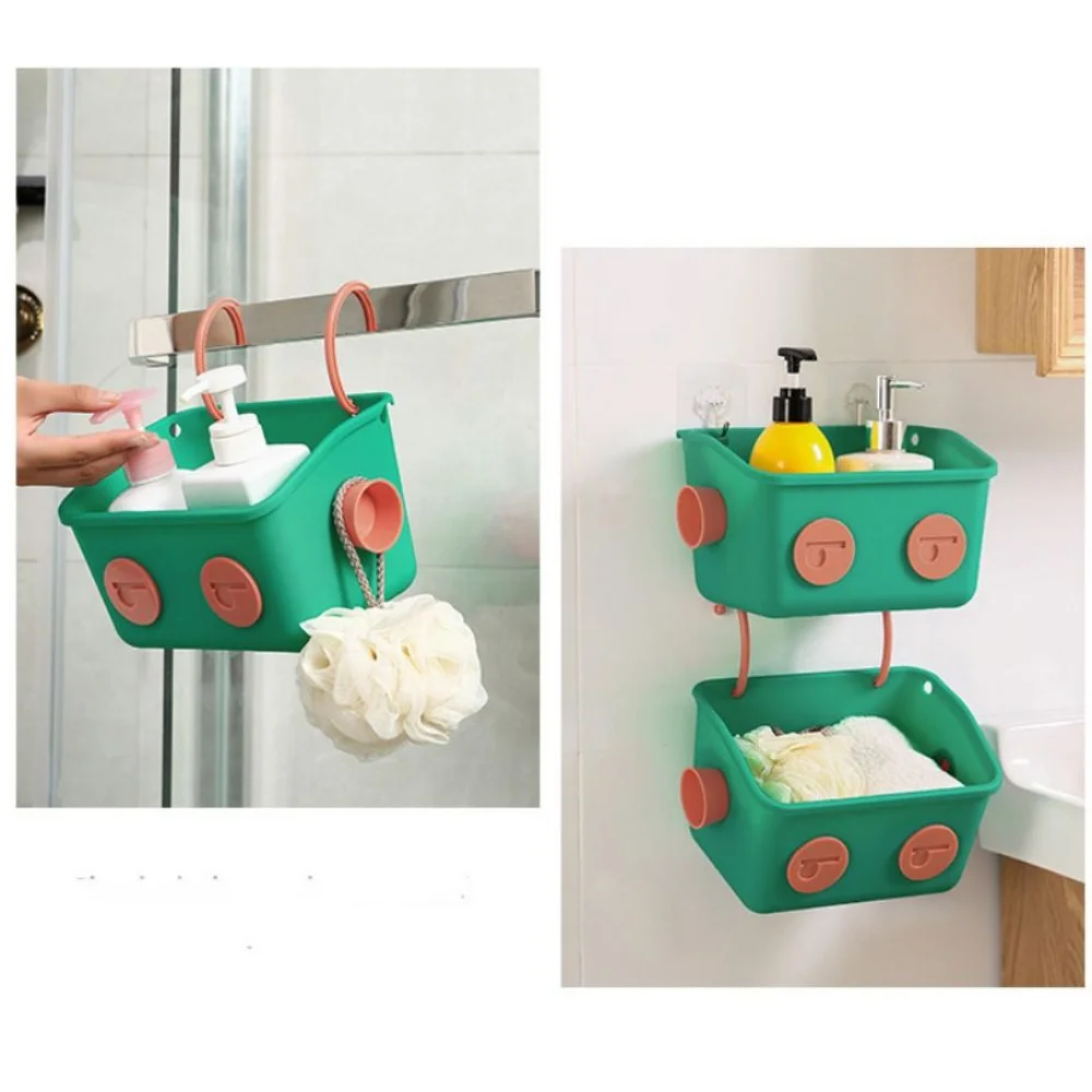 Wall-mounted Toy Storage Basket Traceless Space-saving Bathroom Storage Rack Plastic Snack Storage Basket Children's Room