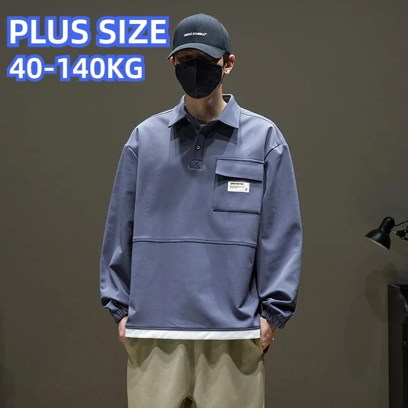 Plus Size Männer lose lässige Hoodie Jogging hose Frühling Herbst gedruckt lang ärmel ige 6xl 7xl 8xl Rundhals Brief T-Shirt