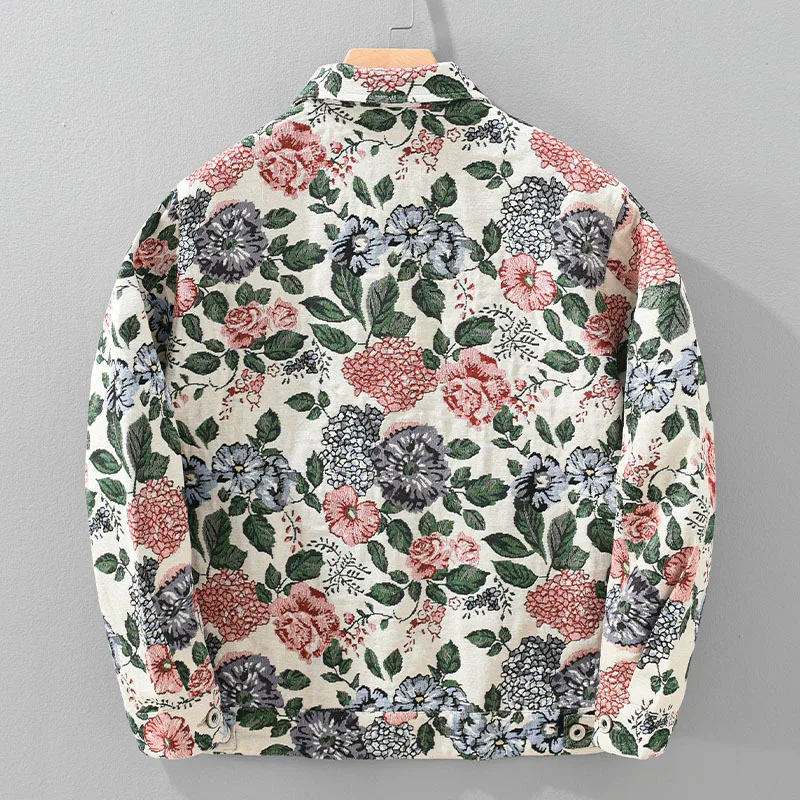 2024 new men's floral pattern men's jacket trend floral jacket men's wear American fashion xiuan brand retro autumn