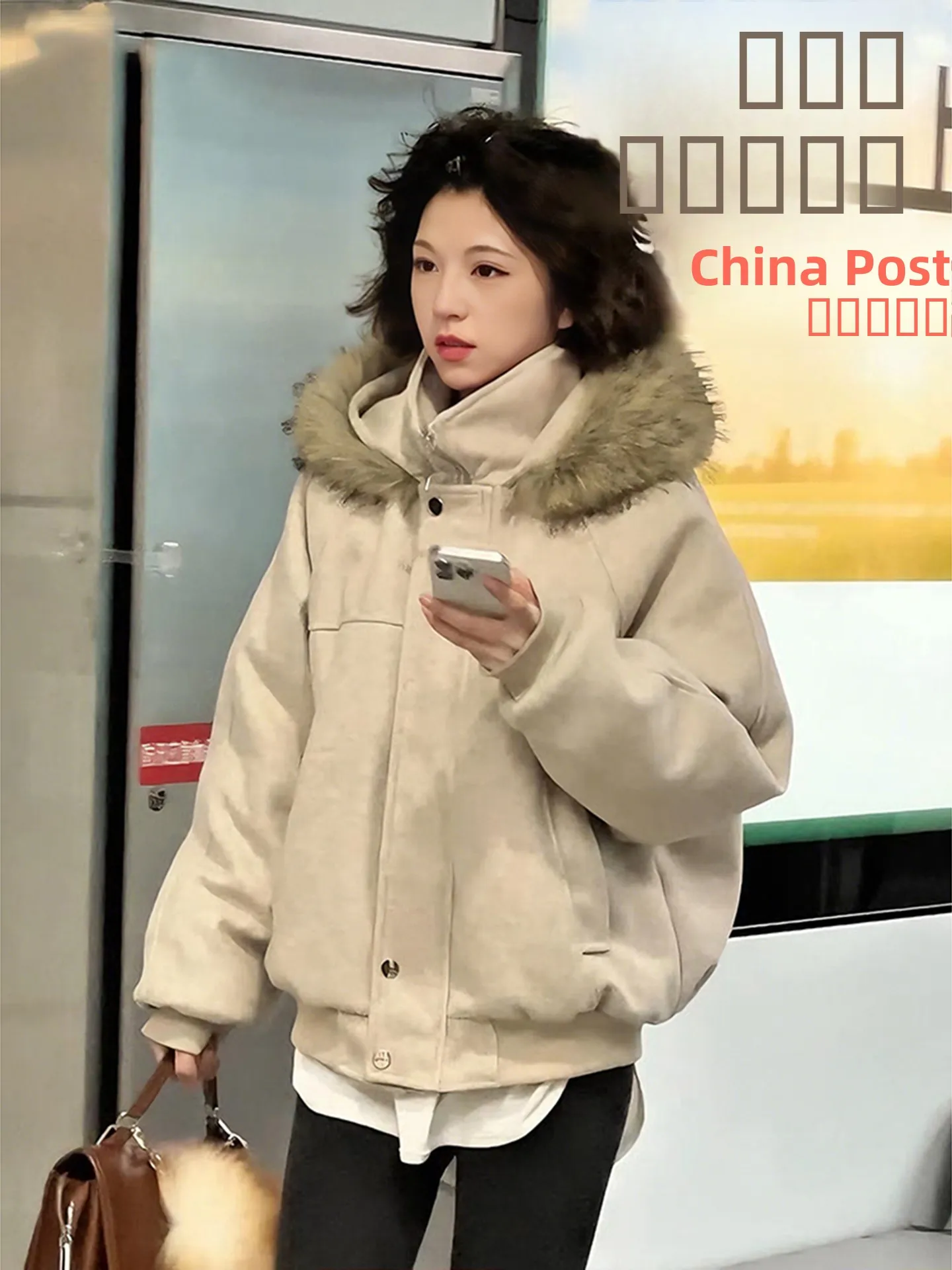 

Зимнее утепленное шерстяное пальто цвета хаки с капюшоном, хлопковая куртка для мужчин и женщин, теплая парная куртка с меховым воротником, повседневная одежда