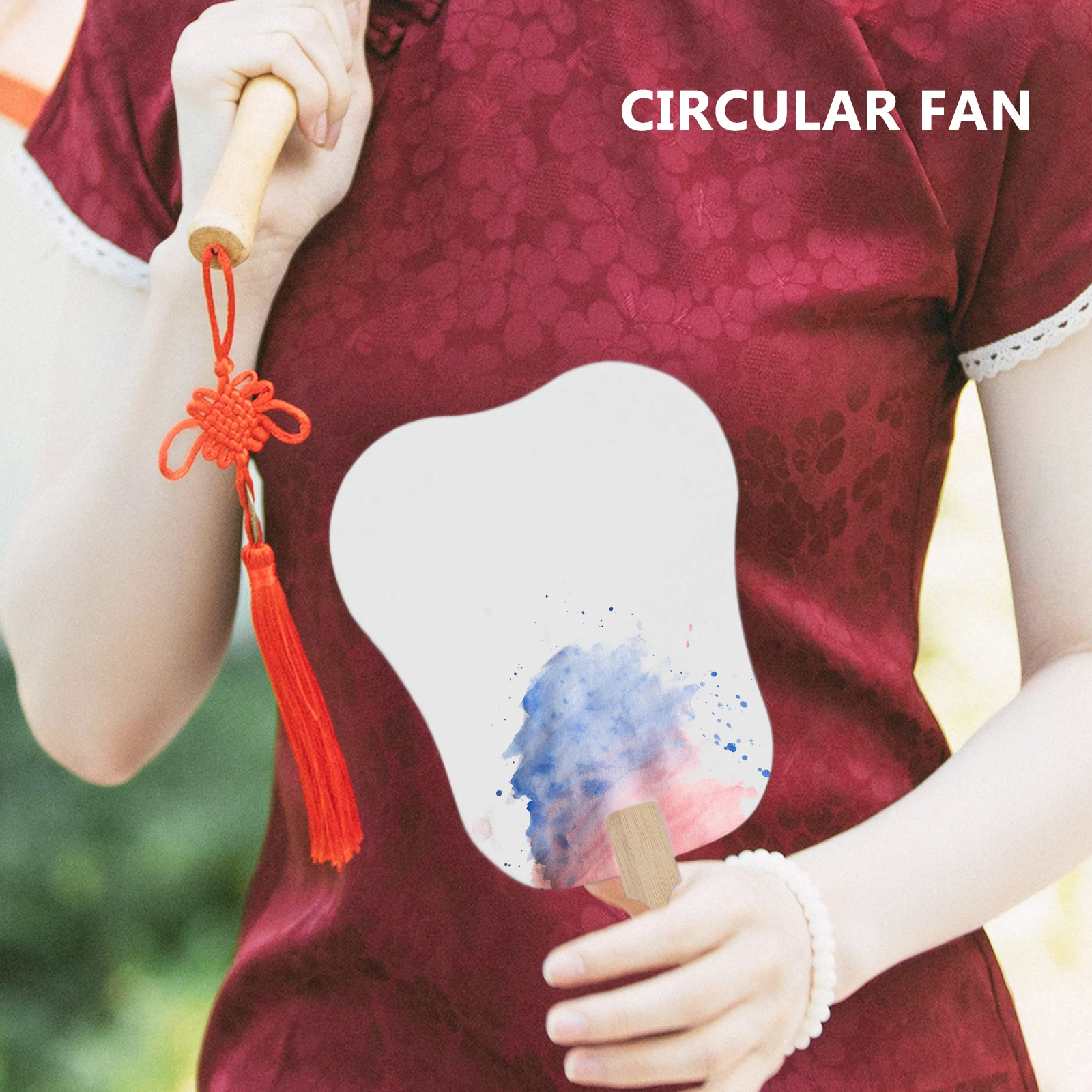 

4pcs Blank Paper Fans Double Sided Thickened Diy Graffiti Fans For Crafts Handmade Painting Set Wood Handle Handheld Fan
