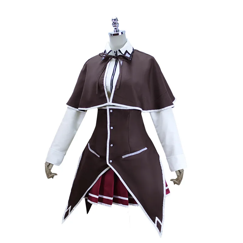 Retro Gothic School Uniform Cosplay Set, Long Sleeve Top with Cape & Pleated Skirt for Themed Parties view 4