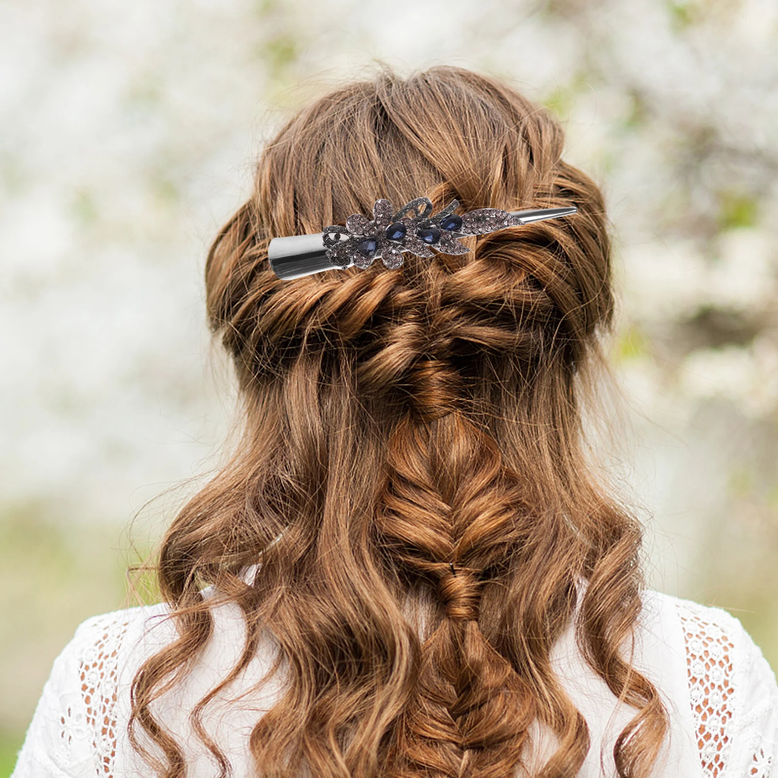 

Rhinestone Hair Barrette Cow Horn Clips Sparkle Decorative Styling Women Fancy Barrettes Alligator Duck Bill Hair Accessories