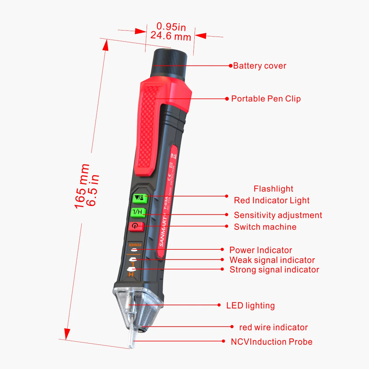 Non-contact Voltage Tester 12-1000V AC /DC Pen Circuit  Electric Indicator Wall Tool With Flashlight Buzzer