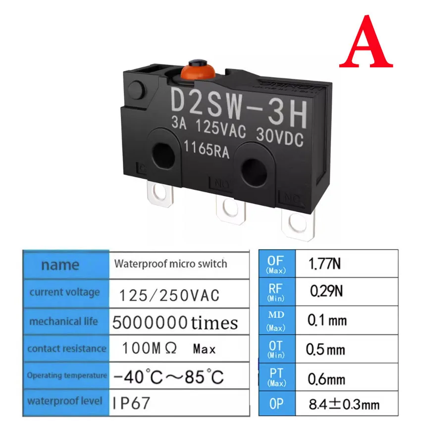 1Pcs Waterproof micro switch D2SW-3H Travel limit detection switch, elevator accessories Apply multiple machine devices