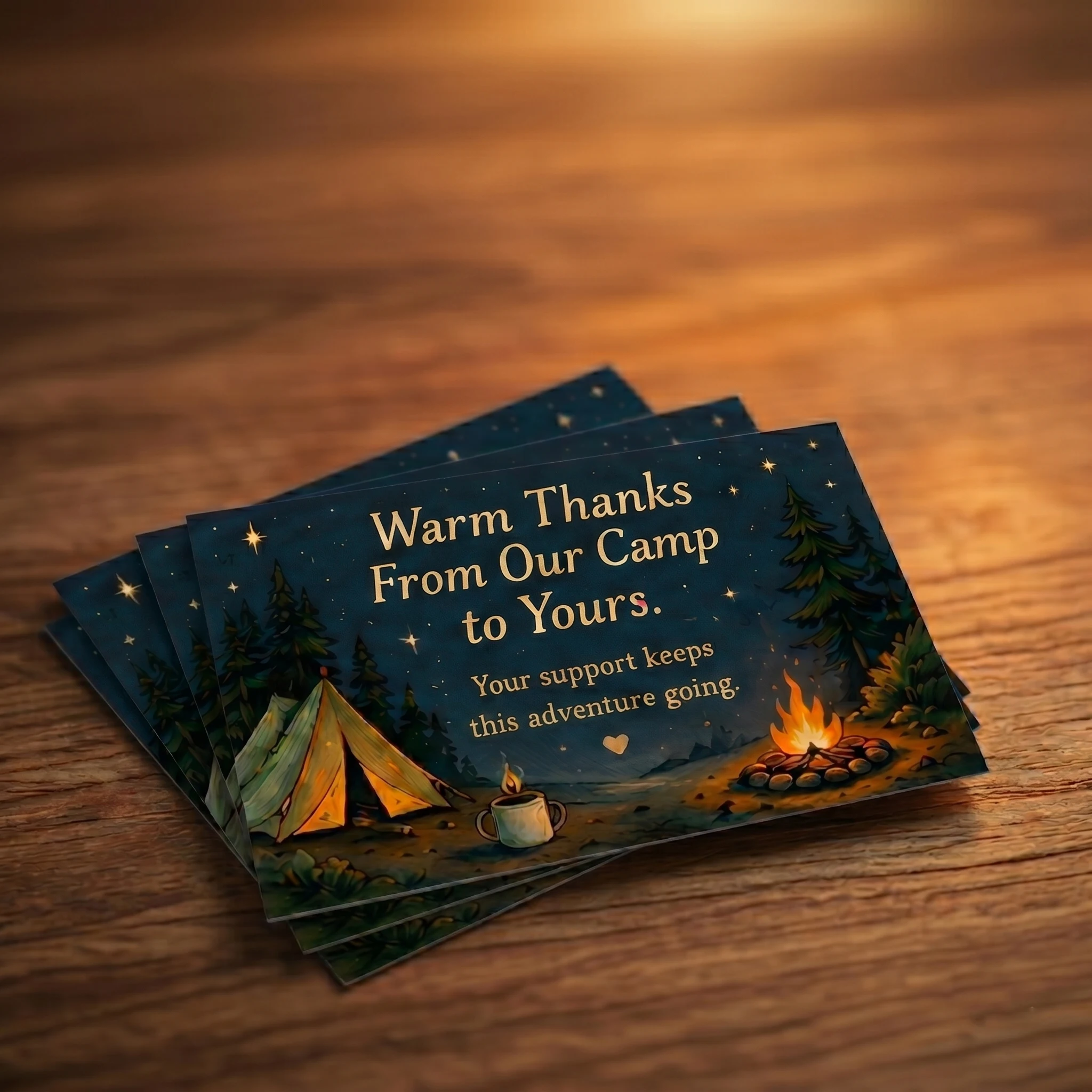 

Camping Thank You Cards Bulk 50/100PCS – Rustic Campfire Business Packaging Inserts for Small Business