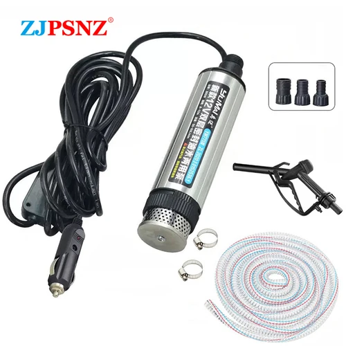 Imagen 1 del producto Bomba de aceite de coche de 12V y 24V, bomba eléctrica de transferencia, bomba de agua, Motor de cobre puro, máquina de repostaje de alta potencia de 265W, 60L/min, cabezal de 12m