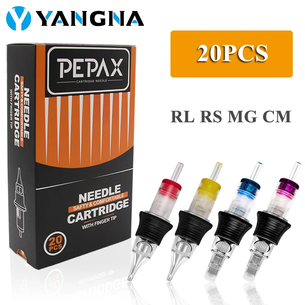 

PEPAX Tattoo Cartridge Needles 20pcs RL RS M1 RM Disposable Sterilized Safety Cartridge Tattoo Needles for Tattoo Pen Machine