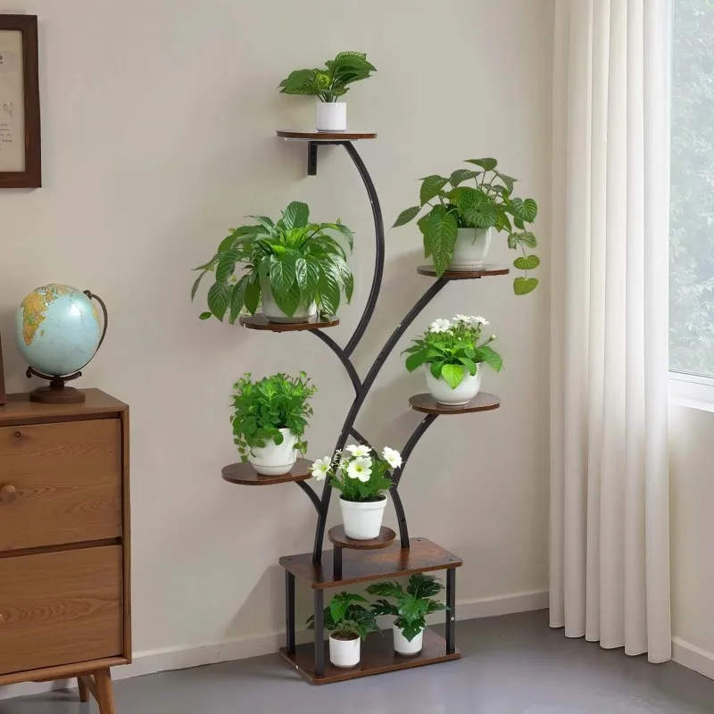 8-Layer metal plant stand with tall light plant stand and timer for indoor plants (150W)