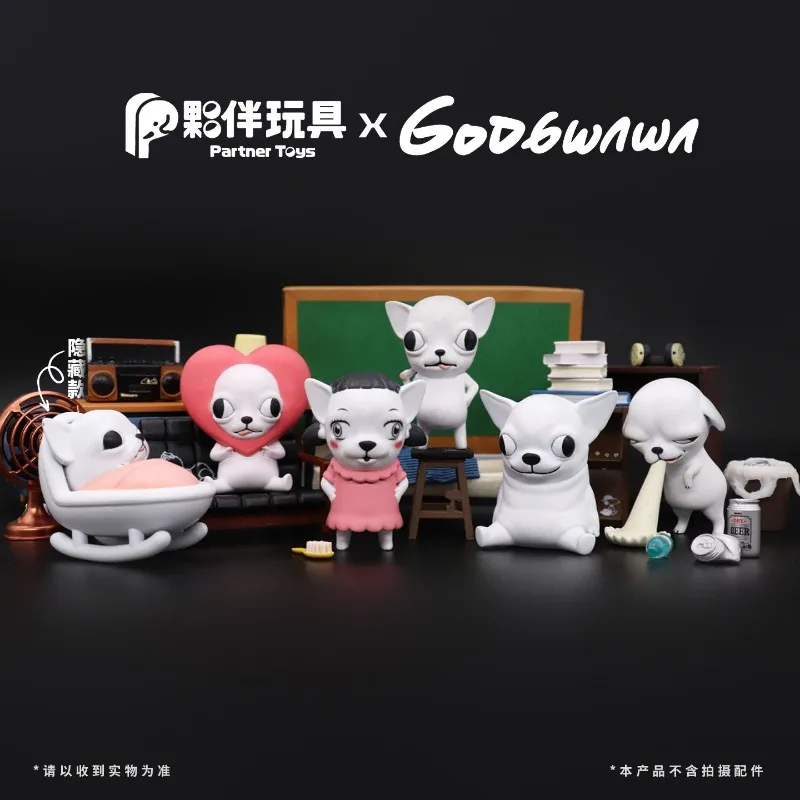 Original Beast Kingdom Partner Toys x Goobwawa Chihuahua Puppy Dog Figures 5+1 Full Set Bathing Heart Dress Desktop Decor Gift