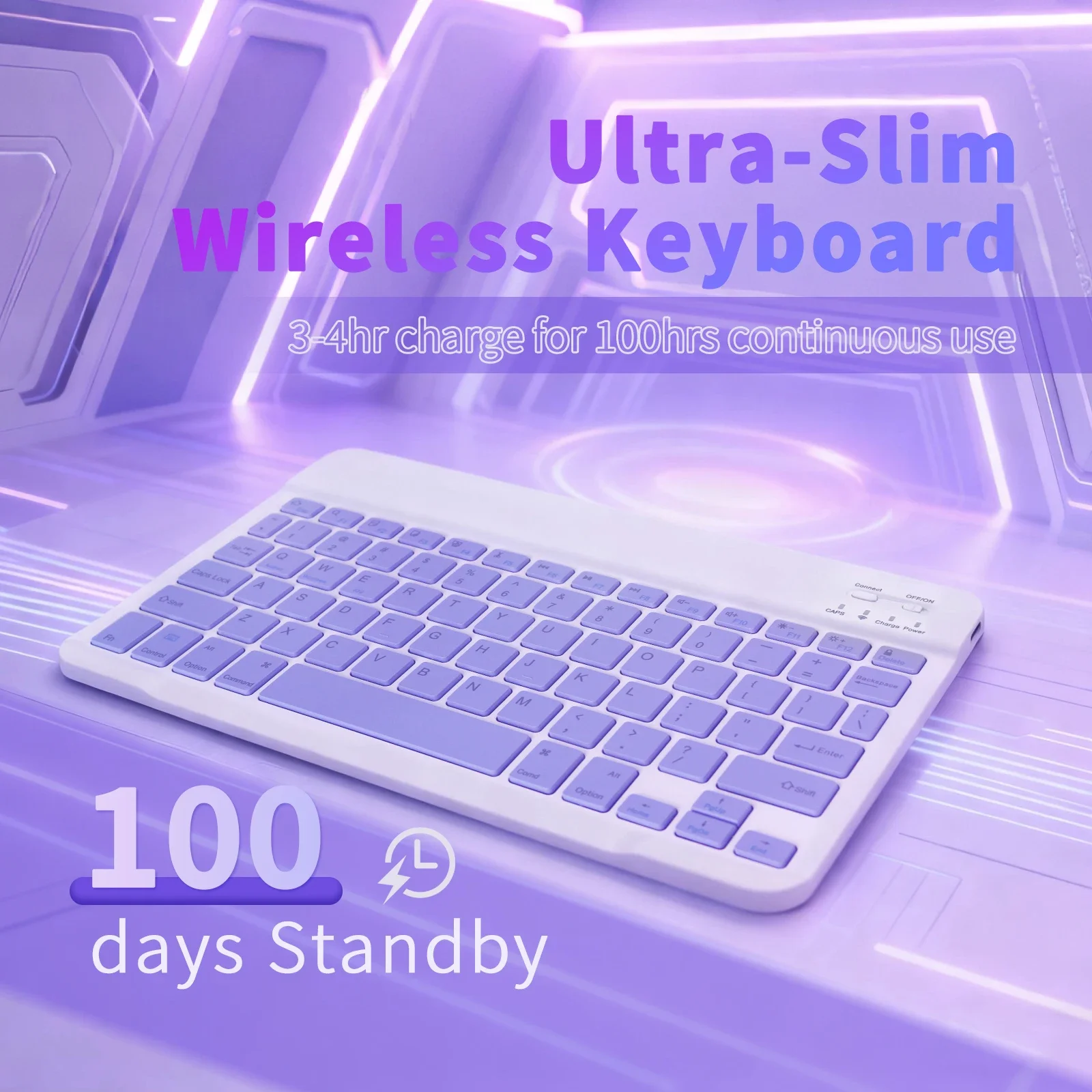 لوحة مفاتيح بلوتوث لاسلكية متوافقة مع الأجهزة اللوحية/الهواتف/الكمبيوتر المحمولة رفيعة للغاية ومحمولة مقاس 10 بوصات #2