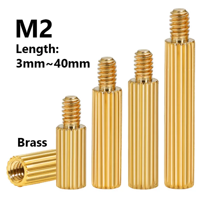M2 Brass Knurled Male-Female Standoff Spacers Threaded PCB Board Spacers for Electronics Drone 3D Printer DIY Repair Fasteners