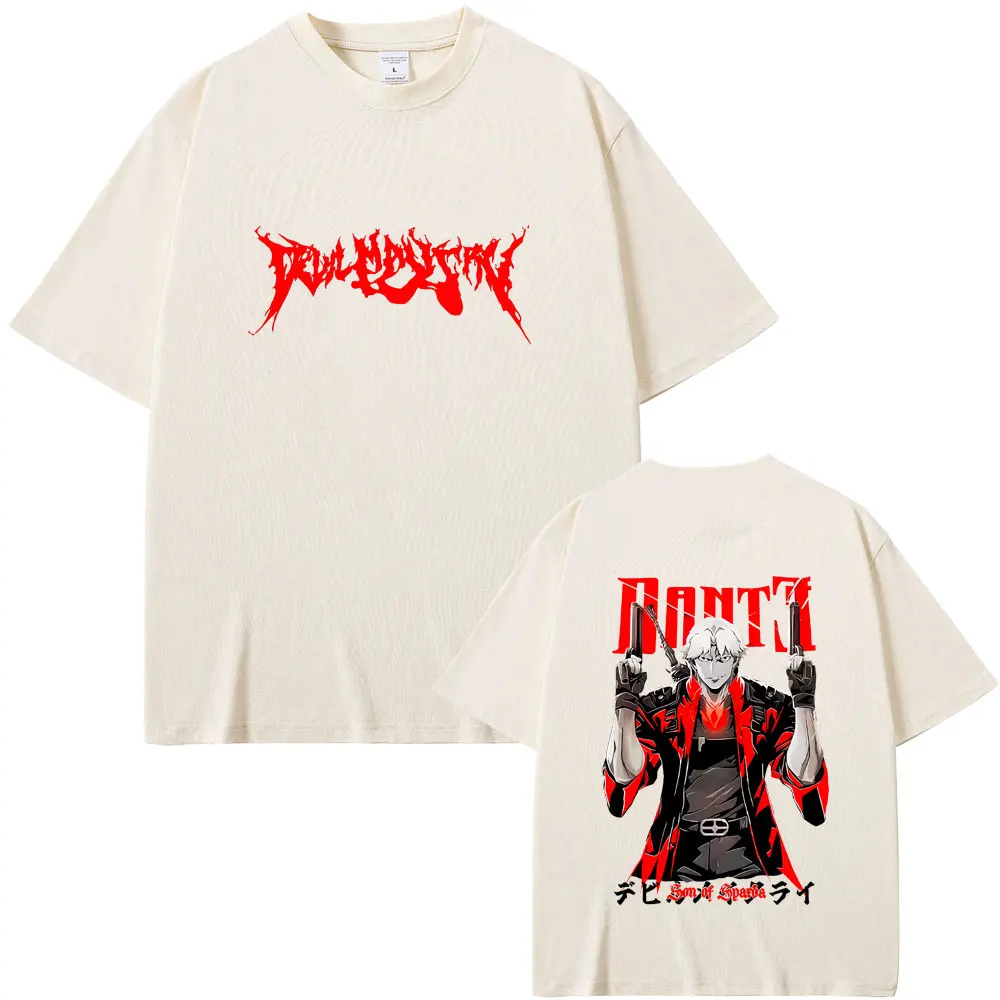 Game Devil May Cry Dante Vintage Acid T-shirt Men Women Gothic Retro Oversized Streetwear Male High Quality Soft Cotton T Shirts