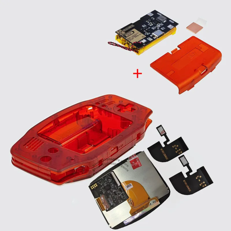 IPS V4 Pre-gelamineerde scherm LCD-schaalsets 1800mAh ingebouwde lithium batterij met Type C oplaadpoort batterijdeksel voor GBA