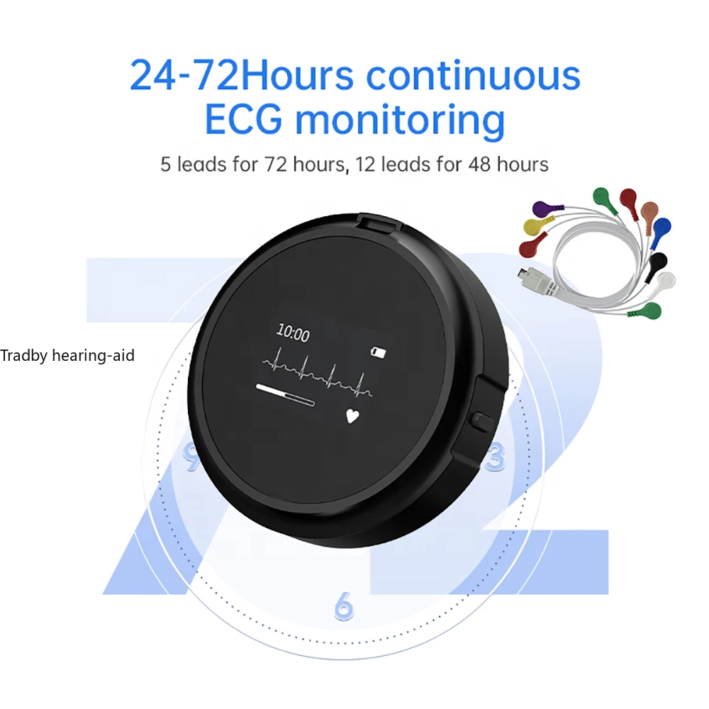 12 Lead 78 Hour Holter ECG EKG Monitor HRV Heart Health Monitor Detects Afib And Irregular Arrhythmias AI-ECG Tracker Analysis