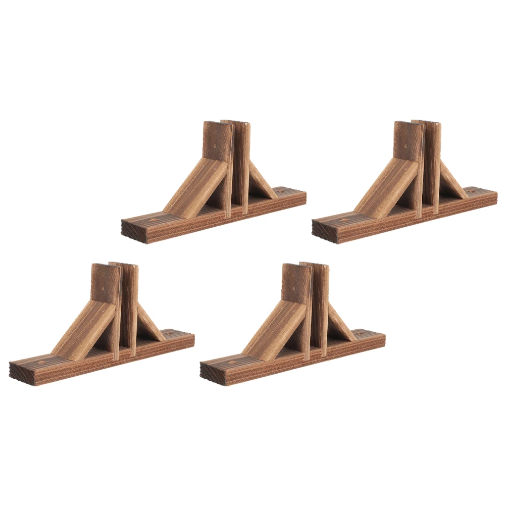 

4 Pcs Solid Wood Fence Accessories Fences Base Kit Solar Light Support Wooden Bracket