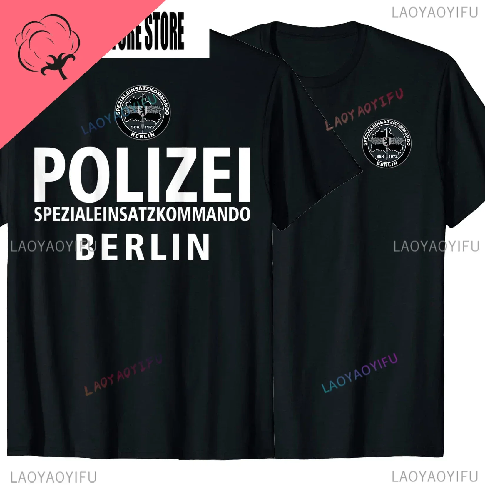 Germany Berlin SWAT SEK Spezialeinsatzkommando 100% cotton T-Shirt. Premium-Ärmel-T-Shirt für Herren mit O-Ausschnitt. Neu