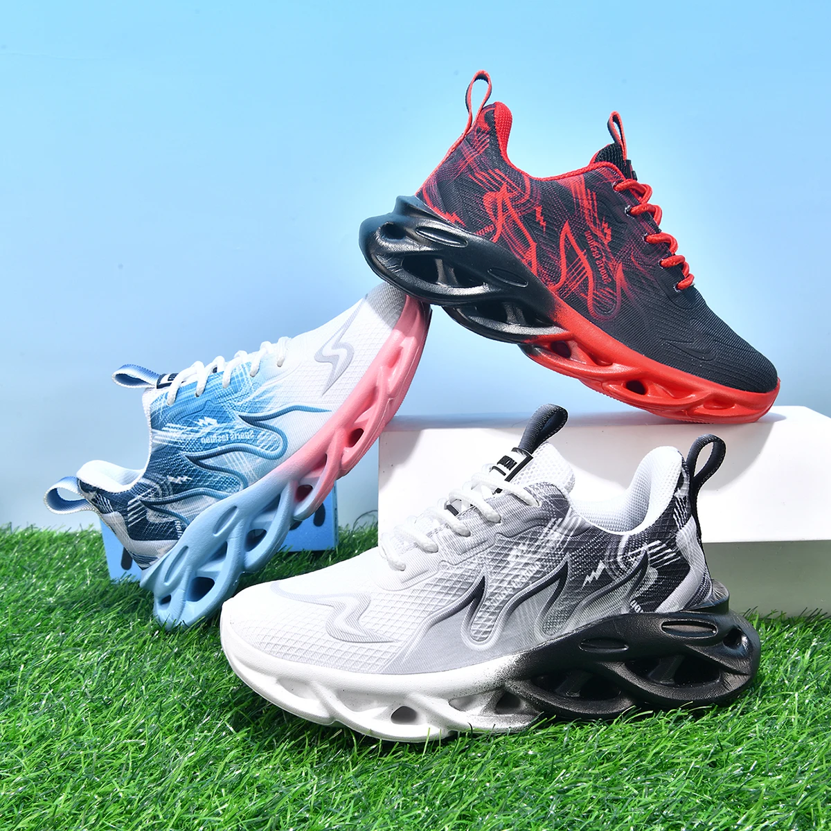 

Luxury Children Shoes Boys Sneaker Elastic Sole Kids School Basketball Shoes Fashion Plus Size Tennis Sports Sneaker for Boy