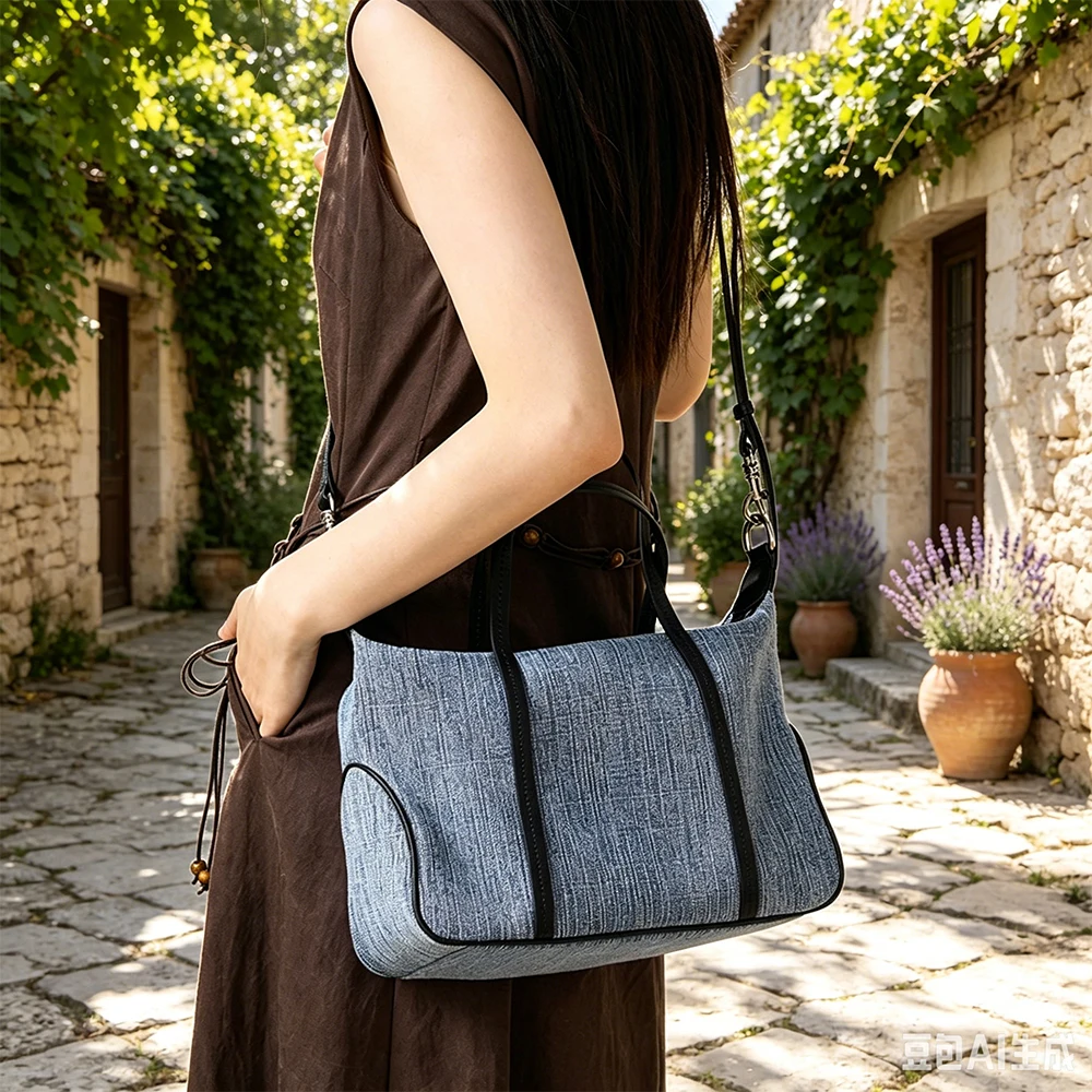 

Women's Fashion Casual Tote Bag Lightweight Fabric Crossbody Purse with Detachable Strap Daily Commuter Handbag
