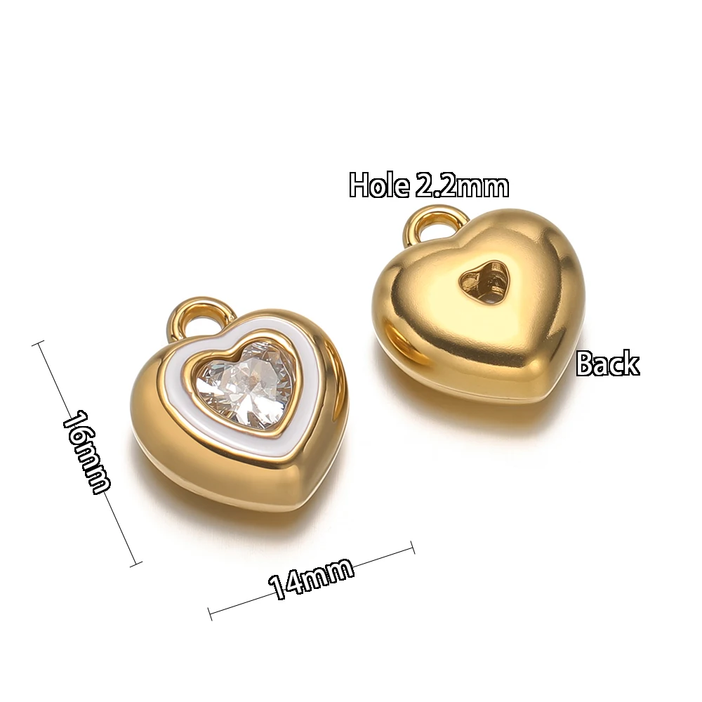 5 قطع الفولاذ المقاوم للصدأ المينا القلب زركونيا سحر DIY النتائج مجوهرات قلادة المعلقات سوار لوازم الأقراط صنع