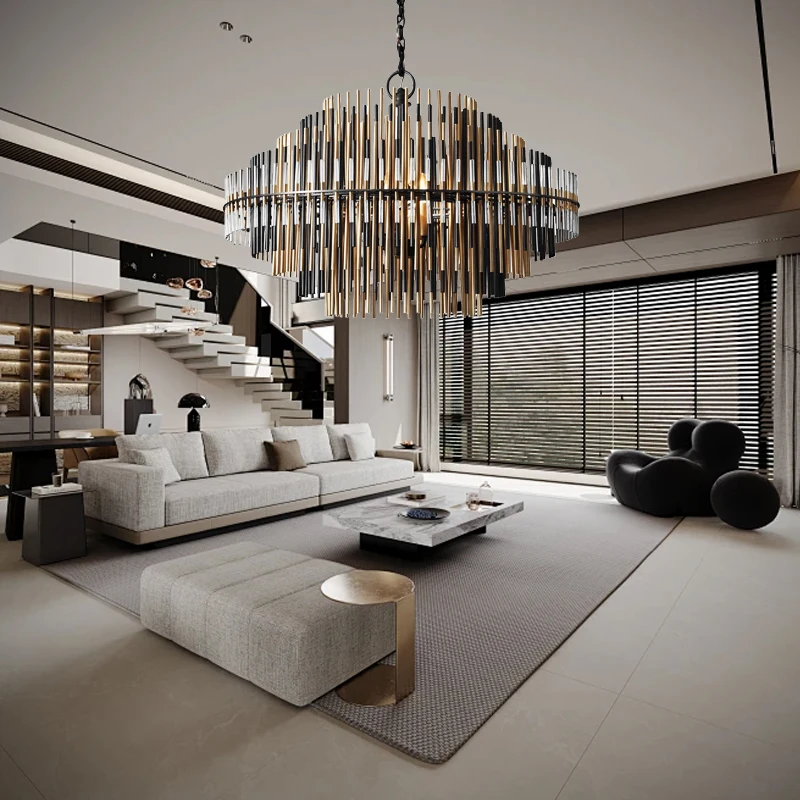 Luxury Brass Glass Ceiling Chandelier Creative Hanging Lamp Advanced Design Light Fixture for Villa Apartment Living Room Decor