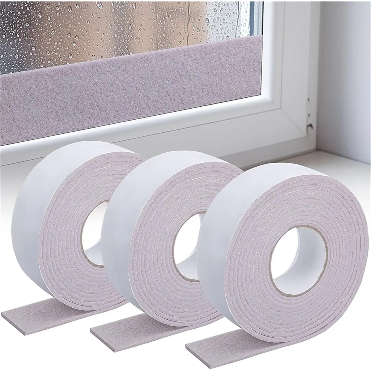 Promotional-3 Roll 13.4Ft X 2Inch Window Condensation Prevention Absorber, Reusable Window Condensation Absorber Strips to Preve