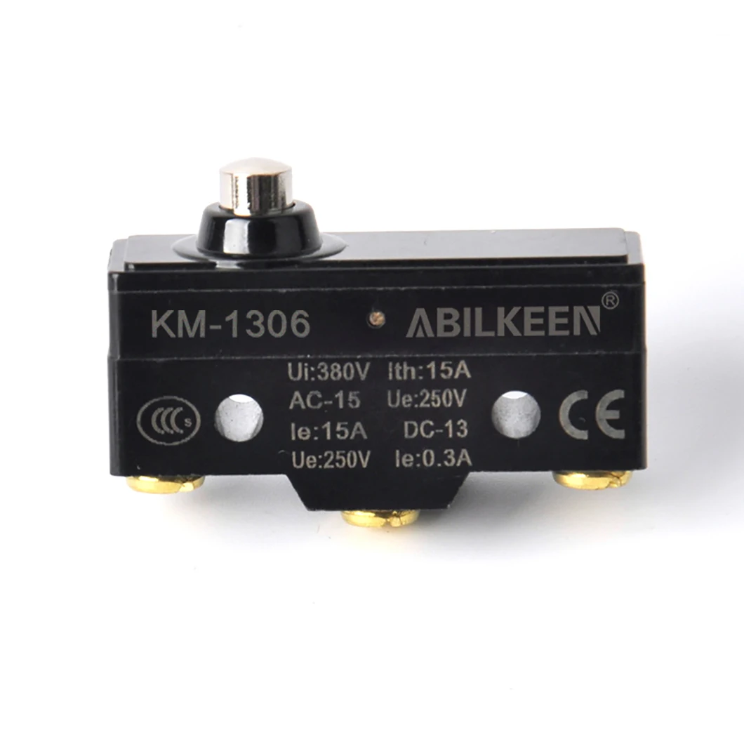 ABILKEEN KM-1306 Short Plunger Control Button Type Micro Switch 1NO+1NC Momentary Industrial Limit Micro Switch 15A LXW5-11D1