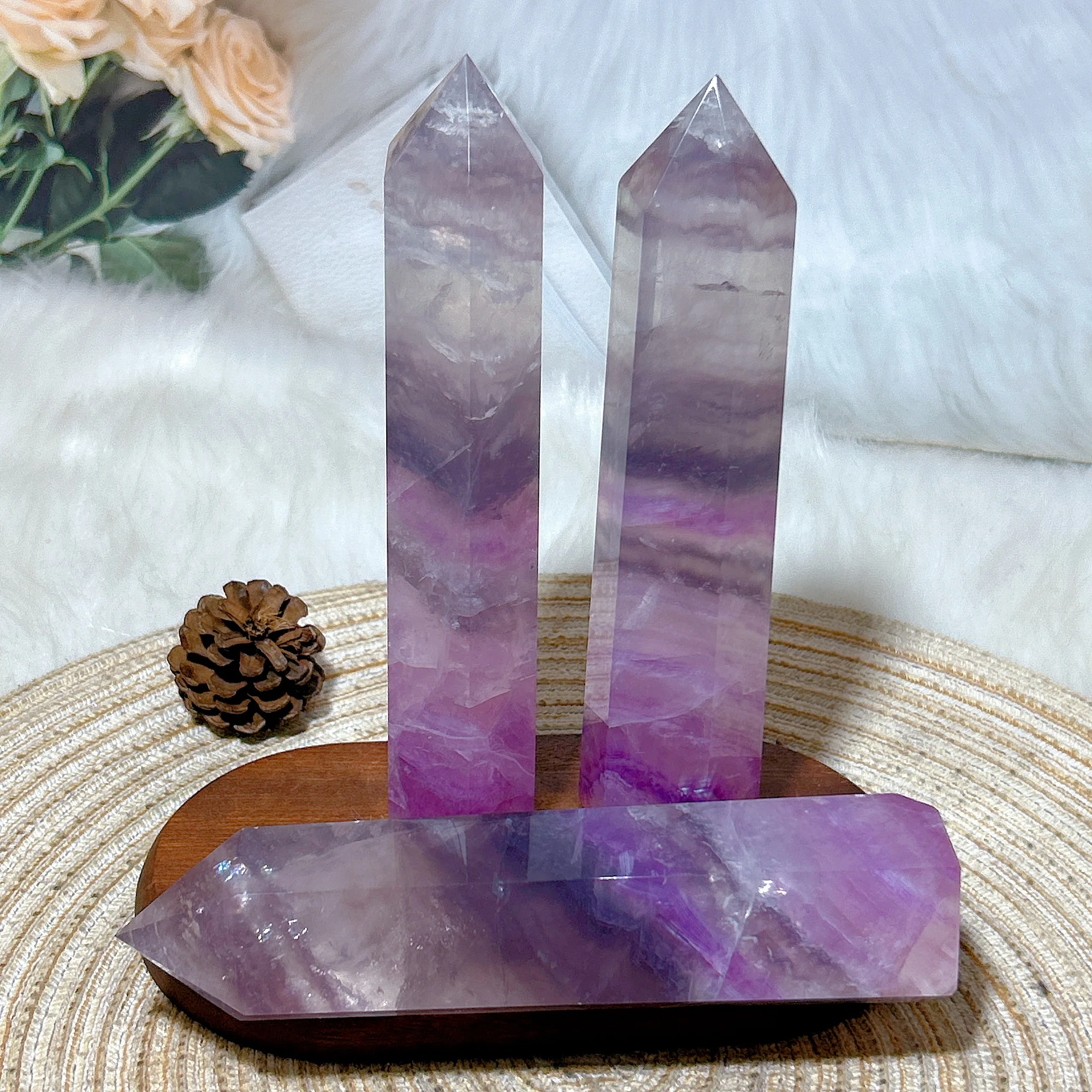 Healing Natural Crystal Purple Flourite Rainbow Big Tower Energy Mineral Ore Reiki Gemstone Home Decorations Room Decor Gift view 4