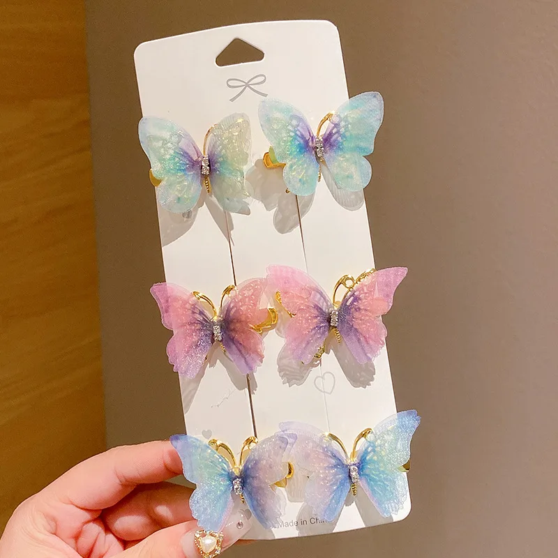 6pcs Butterfly Barrettes Children's Hair Accessories Girls Baby Cute Headwear Hairpin Bangs Side Clip Hair Accessory