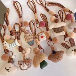 Cute Rabbit Fabric Keychain Handmaking Fabric Animal Doll Keyrings For Bag Pendant Puppy Keychains Wholesale Custom Packaging