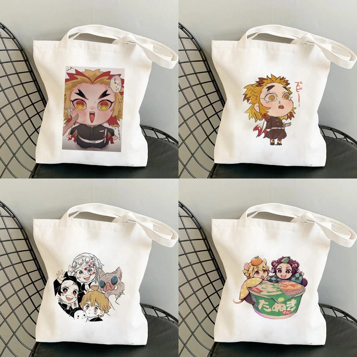 

Demon Slayer аниме холщовая сумка с принтом большая сумка Harajuku на одно плечо Эстетическая модная ручная сумка для покупок