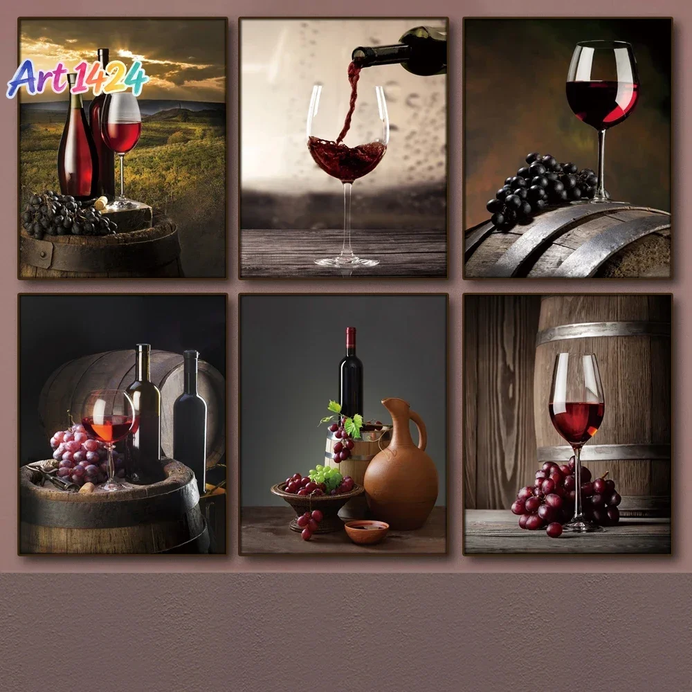 1pc frameless Canvas painting Kitchen Bar Red Wine Grape Beer Wall Art Canvas Painting Still Life Nordic Poster Wall Pictures