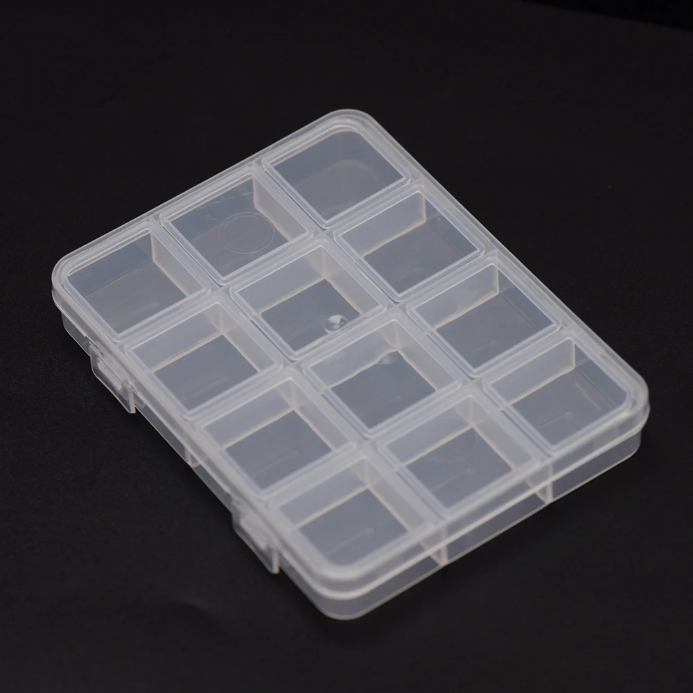 12Grids False Nail Tips Transparent Empty Storage Box Fake Nails Plastic Container Keep Your Accessories Tidy and Easy to Find