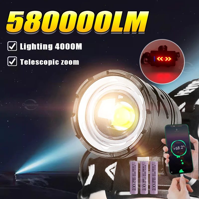 

Super Bright 18650 Rechargeable Head Lamp Long Range 4000M Headlamp High Power Head Flashlights Outdoor Camping Fishing Lantern