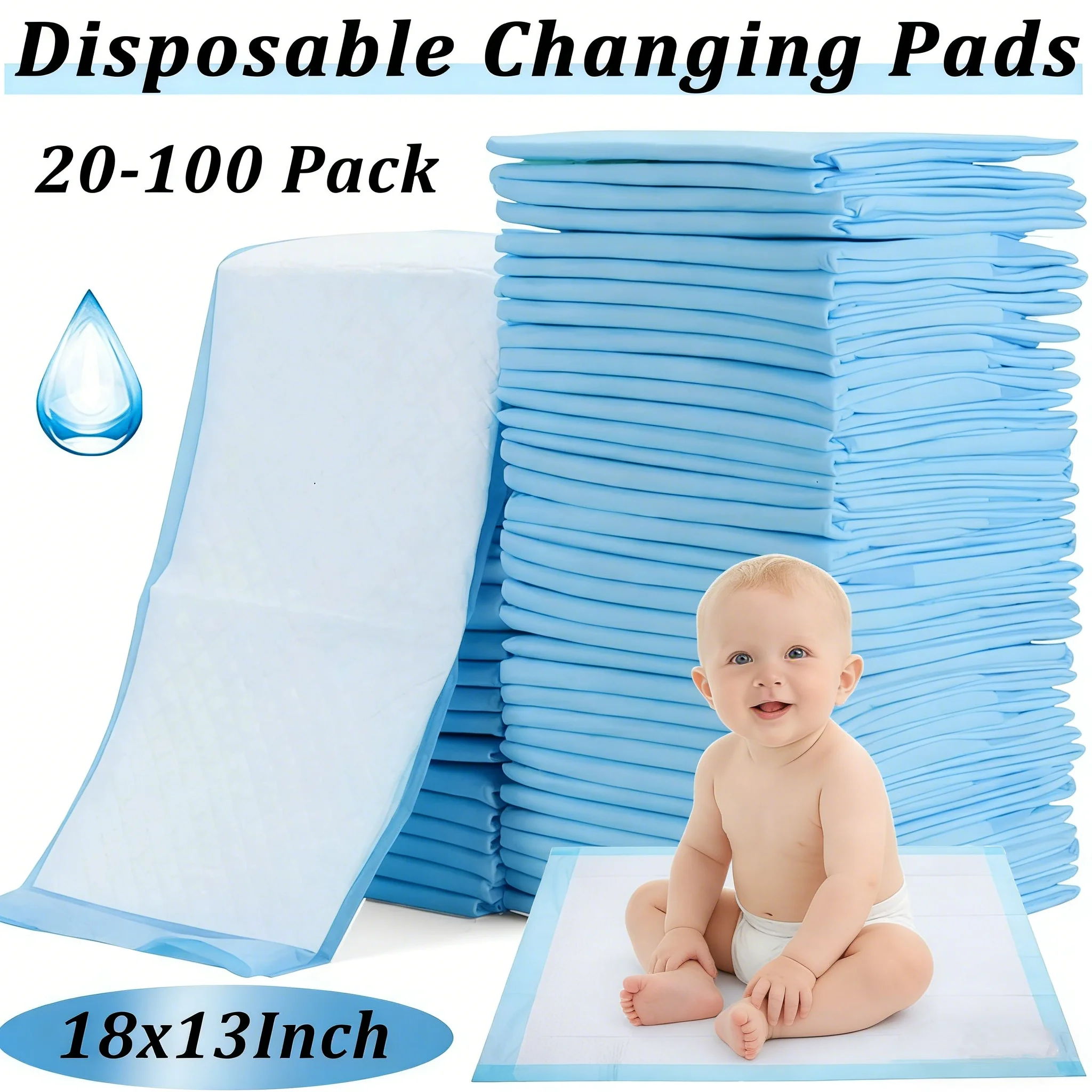 

20-100Pcs Disposable Changing Pad High Absorbent Diaper Changing Pads Waterproof Leak Proof Underpads